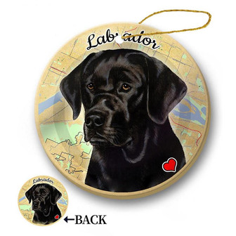 Map dog Ornament-Labrador (Black) Hanging Ornament - Thegiftio UK