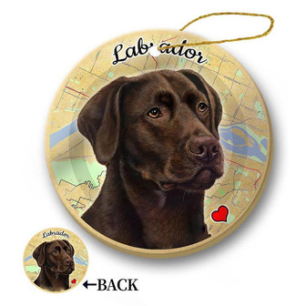 Map dog Ornament-Labrador (Chocolate) Hanging Ornament - Thegiftio UK