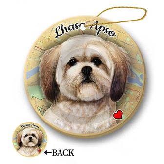 Map dog Ornament-Lhasa Apso Hanging Ornament - Thegiftio UK