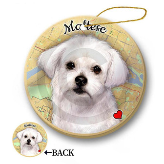Map dog Ornament-Maltese Hanging Ornament - Thegiftio UK