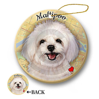Map dog Ornament-Maltipoo Hanging Ornament - Thegiftio UK