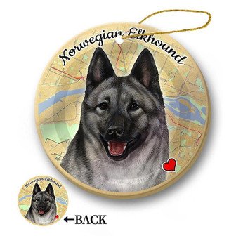 Map dog Ornament-Norwegian Elkhound Hanging Ornament - Thegiftio UK