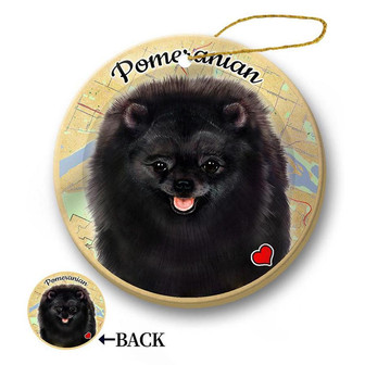 Map dog Ornament-Pomeranian (Black) Hanging Ornament - Thegiftio UK