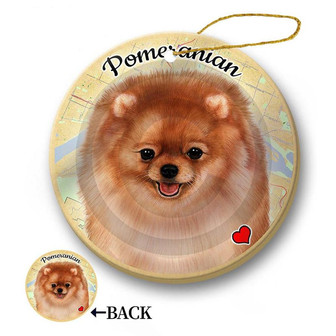 Map dog Ornament-Pomeranian (Orange) Hanging Ornament - Thegiftio UK