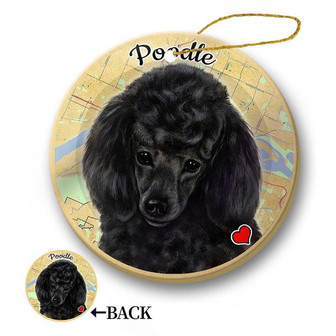 Map dog Ornament-Poodle (Black) Hanging Ornament - Thegiftio UK