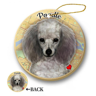 Map dog Ornament-Poodle (Silver) Hanging Ornament - Thegiftio UK