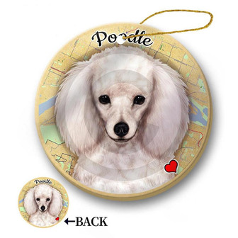 Map dog Ornament-Poodle (White) Hanging Ornament - Thegiftio UK