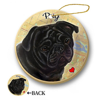 Map dog Ornament-Pug (Black) Hanging Ornament - Thegiftio UK