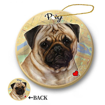 Map dog Ornament-Pug (Fawn) Hanging Ornament - Thegiftio UK