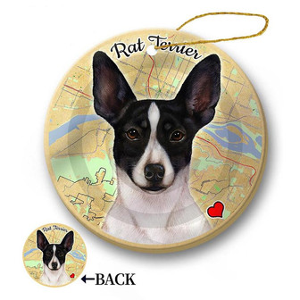 Map dog Ornament-Rat Terrier Hanging Ornament - Thegiftio UK