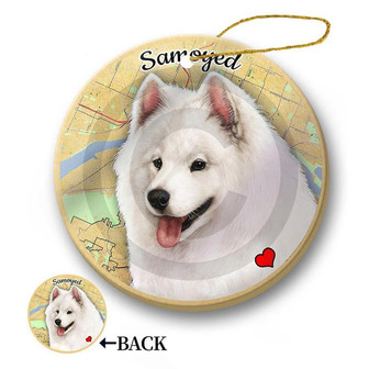 Map dog Ornament-Samoyed Hanging Ornament - Thegiftio UK