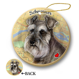 Map dog Ornament-Schnauzer (Grey) Hanging Ornament - Thegiftio UK