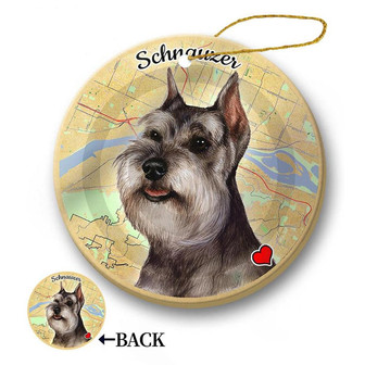 Map dog Ornament-Schnauzer (Grey) Hanging Ornament - Thegiftio UK