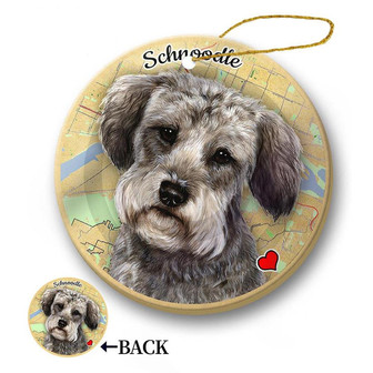 Map dog Ornament-Schnoodle (Grey) Hanging Ornament - Thegiftio UK