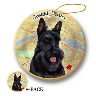 Map dog Ornament-Scottish Terrier Hanging Ornament - Thegiftio UK