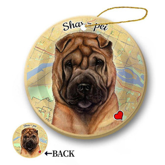Map dog Ornament-Shar Pei Hanging Ornament - Thegiftio UK