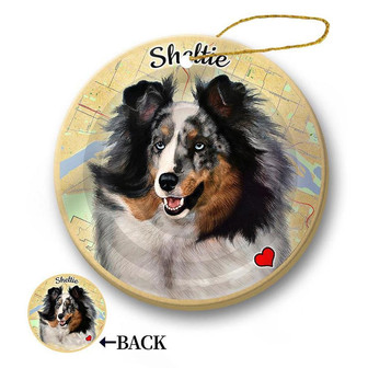 Map dog Ornament-Sheltie (Blue Merle) Hanging Ornament - Thegiftio UK