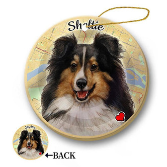 Map dog Ornament-Sheltie (Tri Color) Hanging Ornament - Thegiftio UK