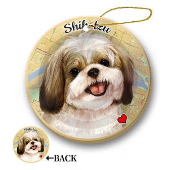 Map dog Ornament-Shih Tzu (Gold & White) Hanging Ornament - Thegiftio UK