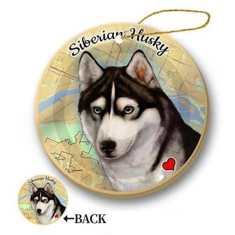 Map dog Ornament-Siberian Husky Hanging Ornament - Thegiftio UK