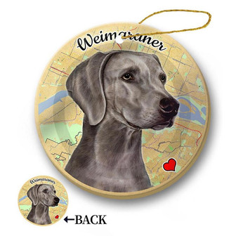 Map dog Ornament- Weimaraner Hanging Ornament - Thegiftio UK