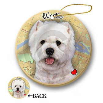 Map dog Ornament-Westie Hanging Ornament - Thegiftio UK