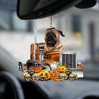 Mastiff-Pumpkin & Truck Car Hanging Ornament - Thegiftio UK