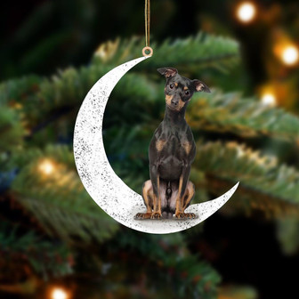 Miniature Pinscher 2-Sit On The Moon-Two Sided Ornament - Thegiftio UK