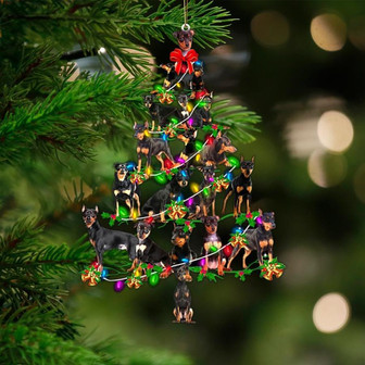 Miniature Pinscher-Christmas Tree Lights-Two Sided Ornament - Thegiftio UK