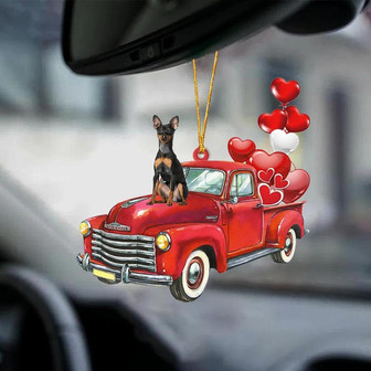Miniature Pinscher-Red Sports car-Two Sided Ornament - Thegiftio UK