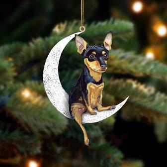Miniature Pinscher-Sit On The Moon-Two Sided Ornament - Thegiftio UK