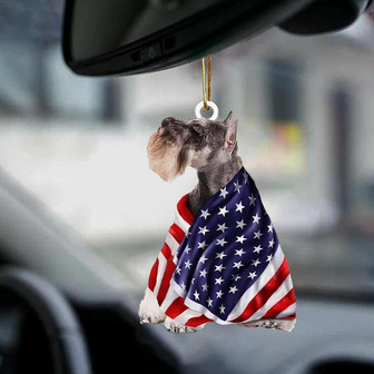 Miniature Schnauzer American Patriot Flag Two Sided Ornament - Thegiftio