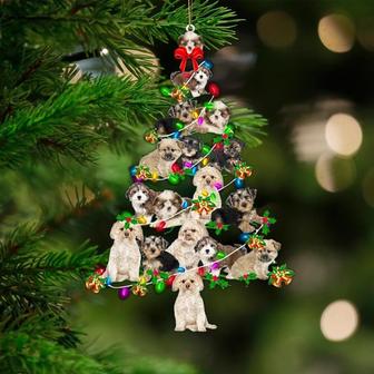 Morkie-Christmas Tree Lights-Two Sided Ornament - Thegiftio UK