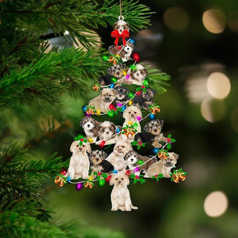 Morkie-Christmas Tree Lights-Two Sided Ornament - Thegiftio