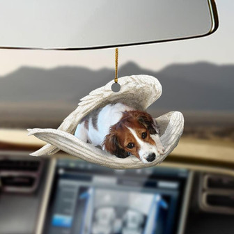 Nederlandse Kooikerhondje sleeping angel dog moms ornament  - Thegiftio UK