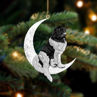 Newfoundland Dog-Sit On The Moon-Two Sided Ornament - Thegiftio UK