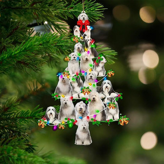 Old English Sheepdog-Christmas Tree Lights-Two Sided Ornament - Thegiftio UK