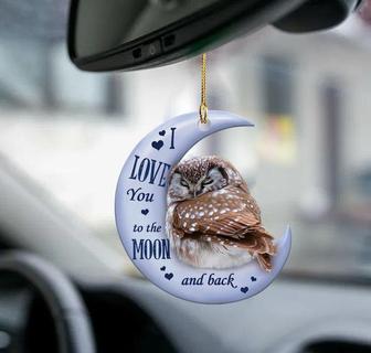 Owl moon back owl lover bird lover two sided ornament - Thegiftio UK