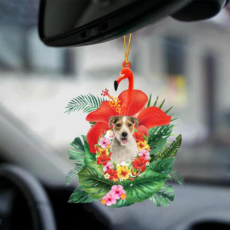 Parson Russell Terrier-Dog And Flamingo-Two Sided Ornament - Thegiftio UK