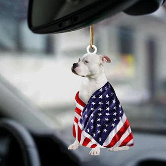 Patriotic American Bulldog With Mount Rushmore Flag Two Sided Ornament - Thegiftio UK