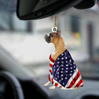 Patriotic Boxer With Mount Rushmore Flag Two Sided Ornament - Thegiftio UK