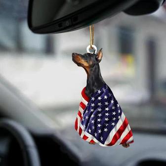 Patriotic Doberman With Mount Rushmore Flag Two Sided Ornament - Thegiftio UK