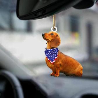 Patriotic Red Dachshund 4th Of July Independence Day American Flag Two Sided Ornament - Thegiftio UK