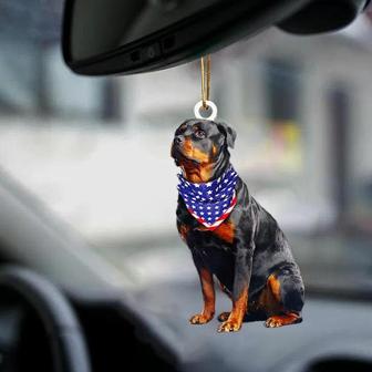 Patriotic Rottweiler 4th Of July Independence Day American Flag Two Sided Ornament - Thegiftio UK
