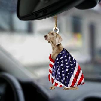 Patriotic Weimaraner With Mount Rushmore Flag Two Sided Ornament - Thegiftio UK