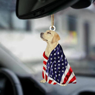 Patriotic Yellow Labrador Retriever With Mount Rushmore Flag Two Sided Ornament - Thegiftio UK