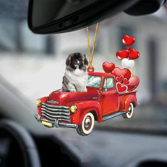 Pekingese-Red Sports car-Two Sided Ornament - Thegiftio UK