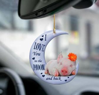 Pig moon back pig lover two sided ornament - Thegiftio UK