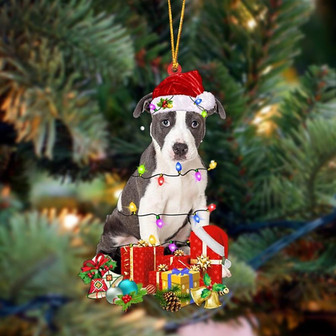 Pitbull 2-Dog Be Christmas Tree Hanging Ornament - Thegiftio UK