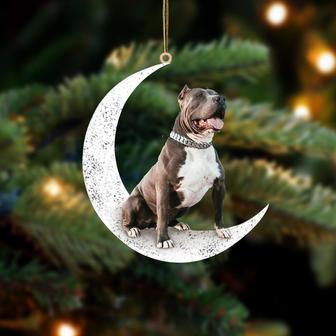 Pitbull 2-Sit On The Moon-Two Sided Ornament - Thegiftio UK